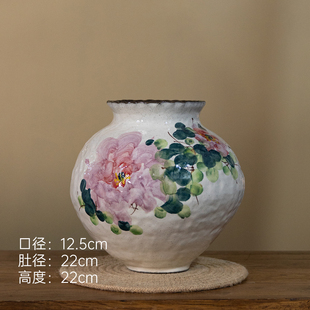 143,076景德镇侘寂风纯手工手绘插花花器客厅玄关绿植可水培装饰