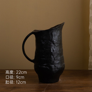 C030 H0560B0 黑色直筒花瓶(把手边高19cm右边高22口9×12cm)