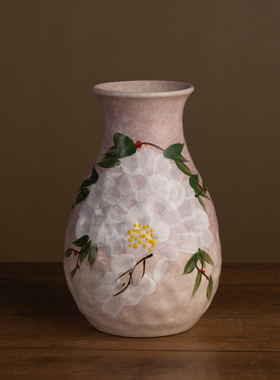 『120』1252-花瓶紫藤花浅紫色（口7cm，高18cm）