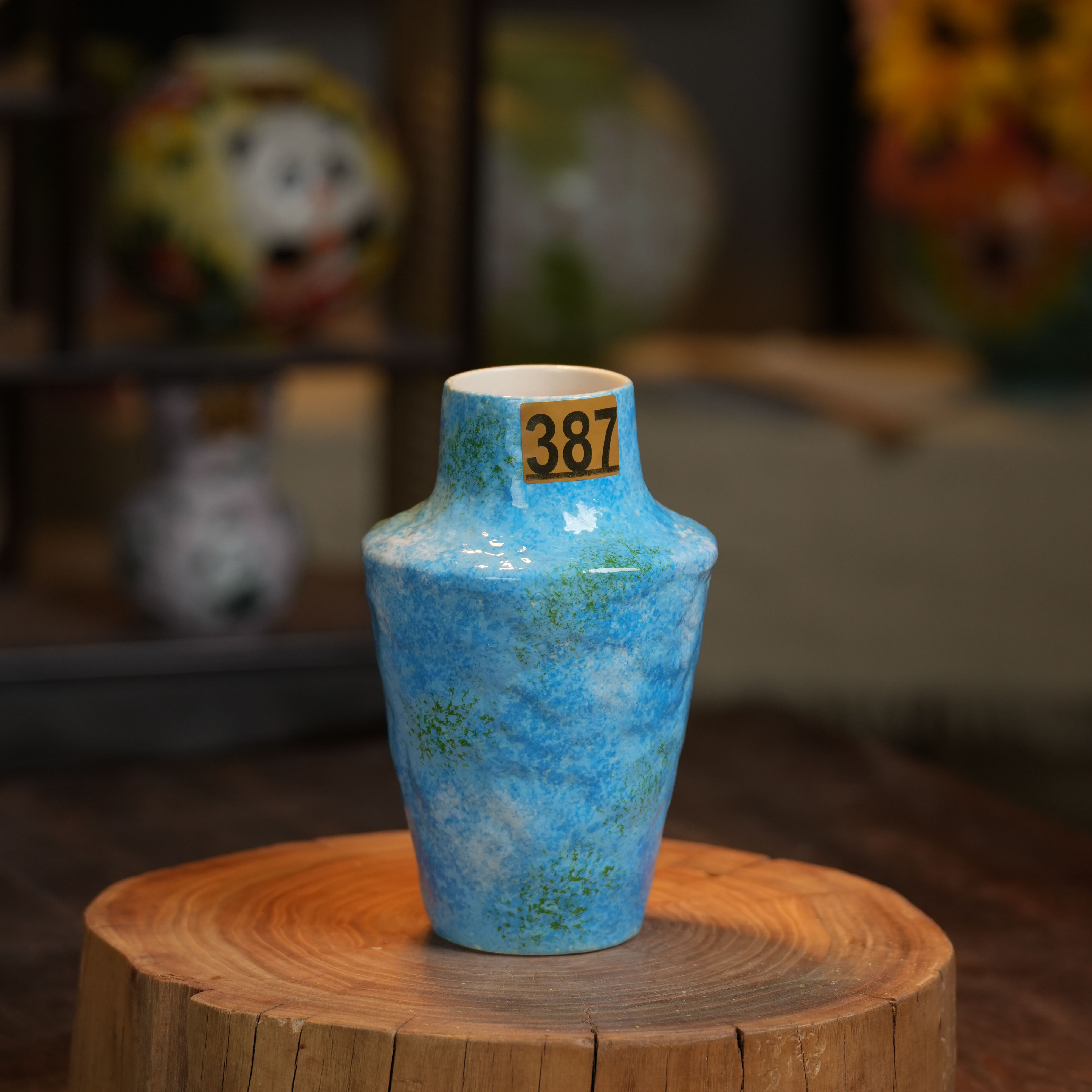 『387』2274-颜色釉（蓝色）瑞意花瓶