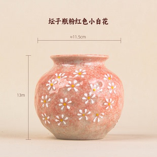 景德镇陶瓷花瓶柴墨手绘油画台面水培花器玄关客厅电视柜装 饰摆件