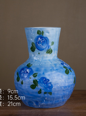 093,166景德镇陶瓷花器摆件天球瓶（高20cm口径9cm肚径15.5cm）