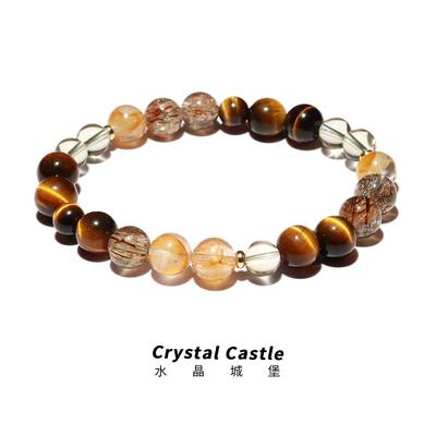 CrystalC虎眼石黄水晶五行手串