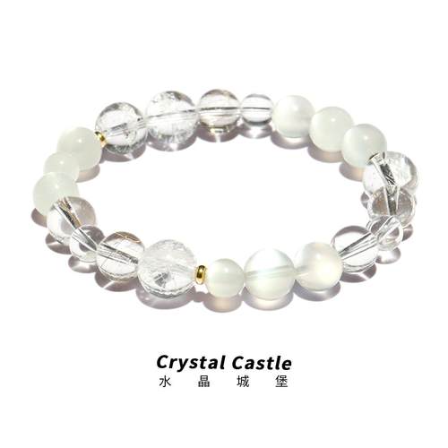 CrystalC白水晶月光石五行金手串