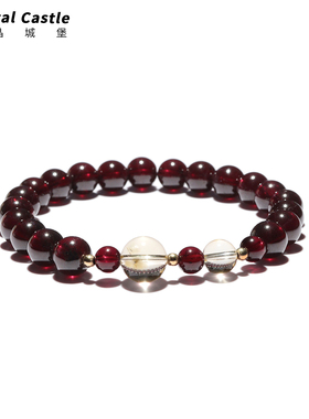 CrystalC天然石榴石黄水晶手链女