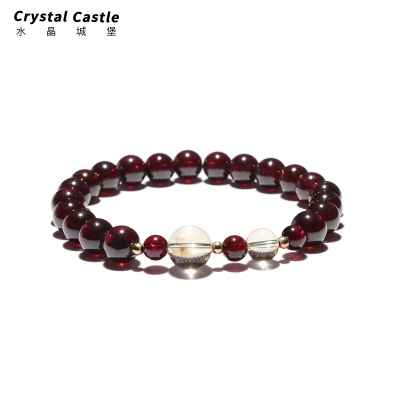 CrystalC天然石榴石黄水晶手链女