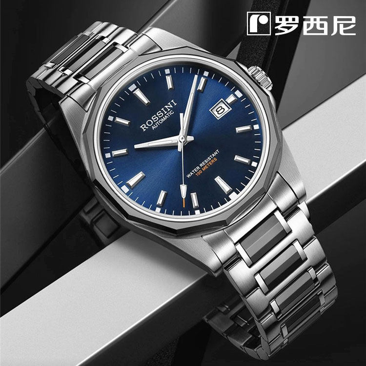 新款罗西尼自动机械表男正品50229钨钢带日历夜光商务情侣女士表