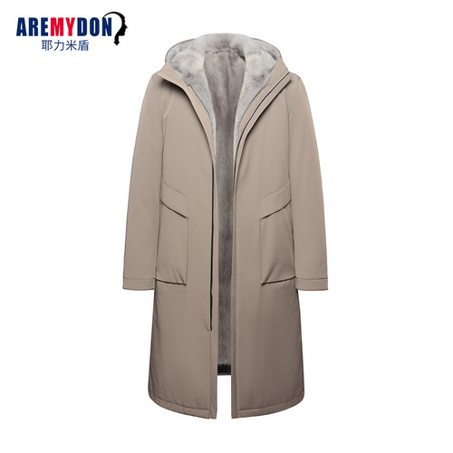 男士过膝长款貂皮大衣