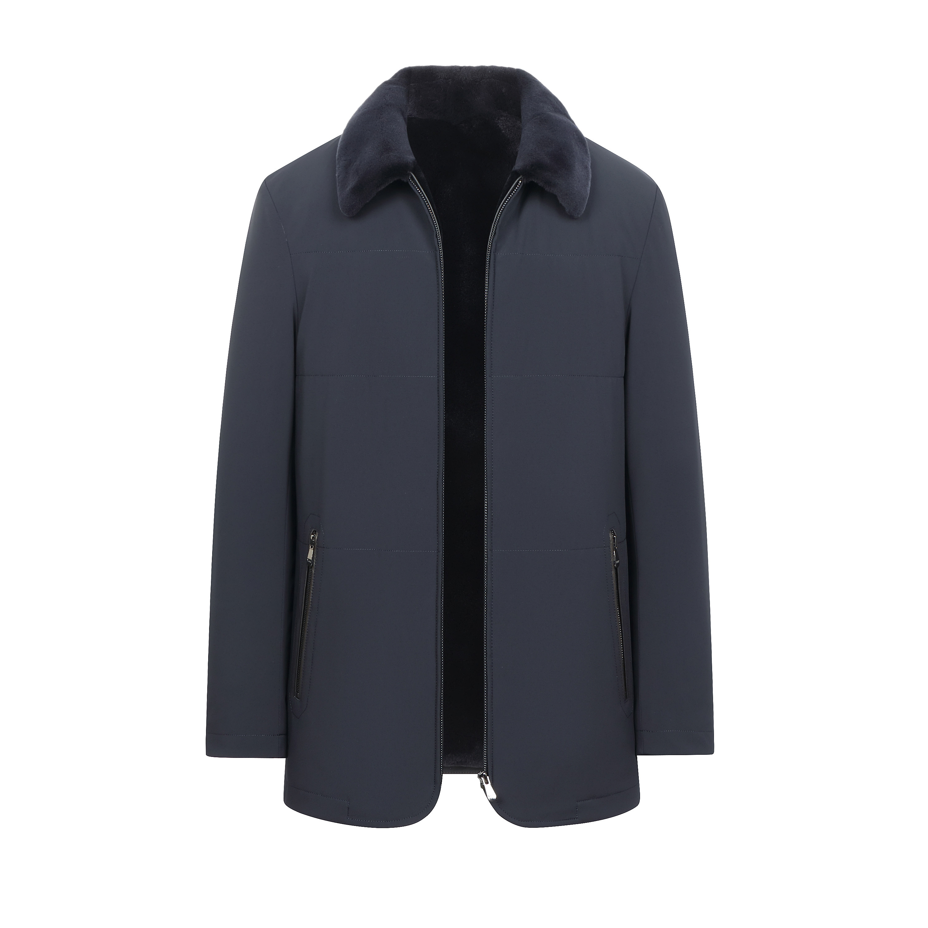 蓝色水貂貂绒内胆男士派克服