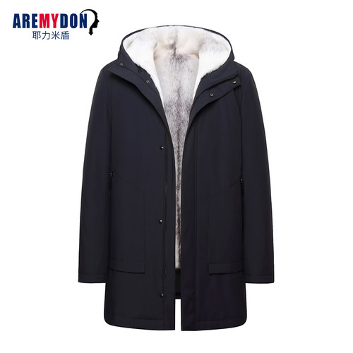 水貂内胆中长款派克服男