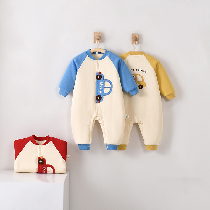 105052新生儿连体衣1-3岁冬季新款初生婴儿宝宝纯棉加厚哈衣爬服