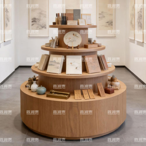 定制圆形烤漆三层茶叶店中岛台