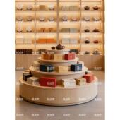 定制圆形茶叶店展示台三层圆柱展台文创店陈列摆台滋补品店中岛台