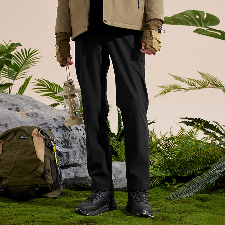 乔丹梭织长裤男2025秋季加绒保暖防风直口休闲运动裤QDFYK3244554