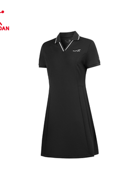 乔丹运动连身裙女2025秋季透气吸汗翻领休闲连衣裙女QDESK2253100