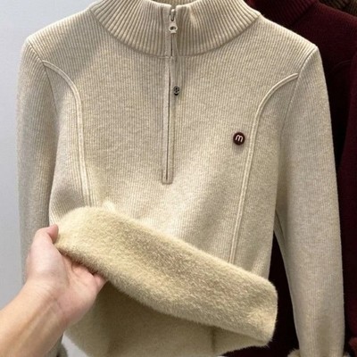 半高领打底上衣女秋冬设计感