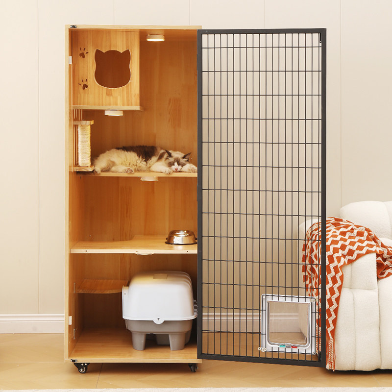 新型猫窝带厕所一体定制实木猫别墅猫屋不占地猫柜猫笼家用室内,宠物/宠物食品及用品,猫笼子/猫别墅,淘宝优惠券,粉丝福利购,淘宝优惠卷