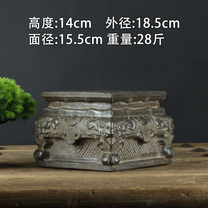 老旧仿古雕刻青石狮子貔貅摆件