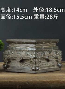 老旧仿古雕刻青石狮子貔貅摆件