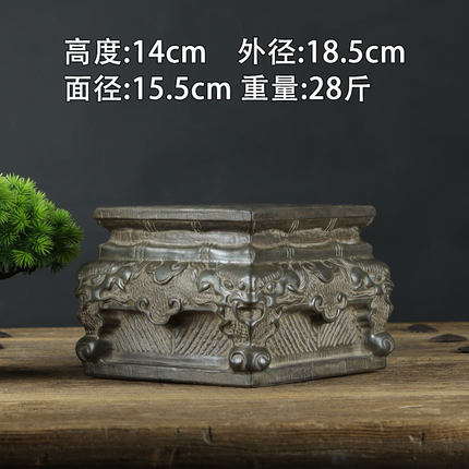 山西古建筑天然青石整料仿古雕刻装饰摆件虎头座四方墩石墩石底座