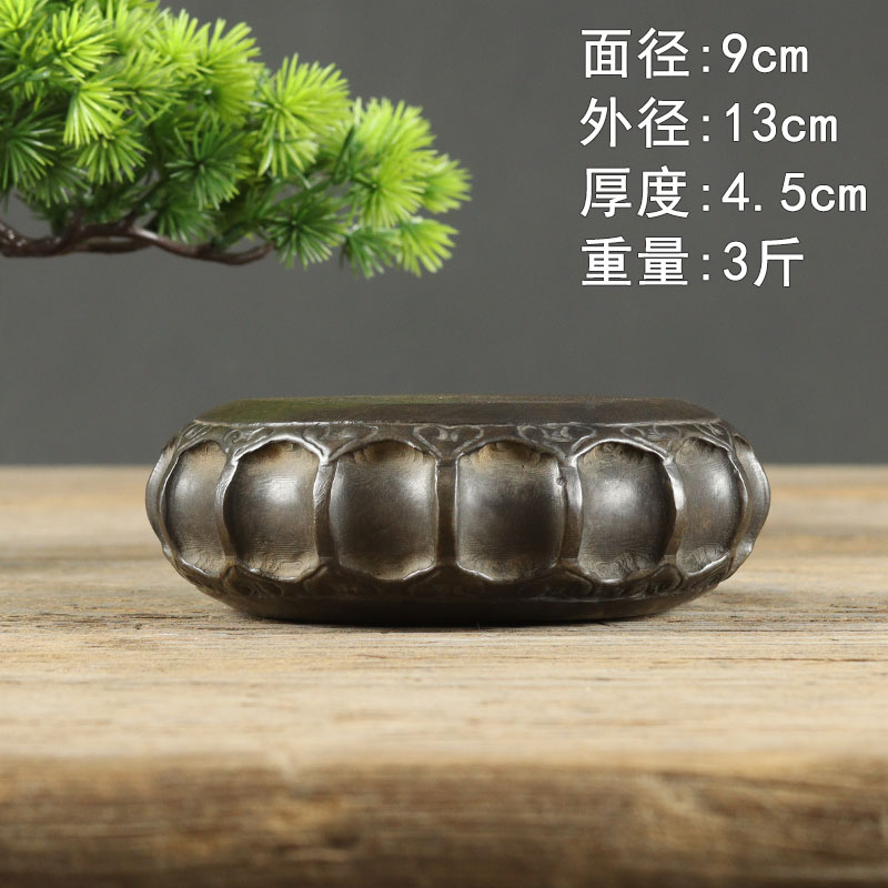 山西古建筑石雕青石方形圆形花鼓多棱隔热杯垫壶承石头小摆件底座