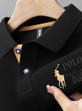 男士短袖POLO夏季新款韩版潮流修身翻领刺绣休闲T恤高级刺绣翻领