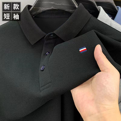 广州十三行纯棉短袖t恤男士2025夏季新款保罗翻领polo衫休闲半袖