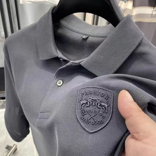 高端外贸刺绣polo衫男士翻领短袖纯棉立领t恤潮流男装上衣服体恤