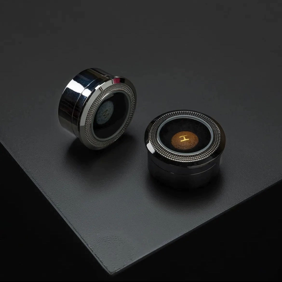 金属圆盒透明玻璃盖台球杆皮头盒