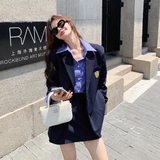 韩系学院风西装套装裙女2025春秋新款小个子西服衬衫半身裙三件套，女装套装/套裙，浙宝139
