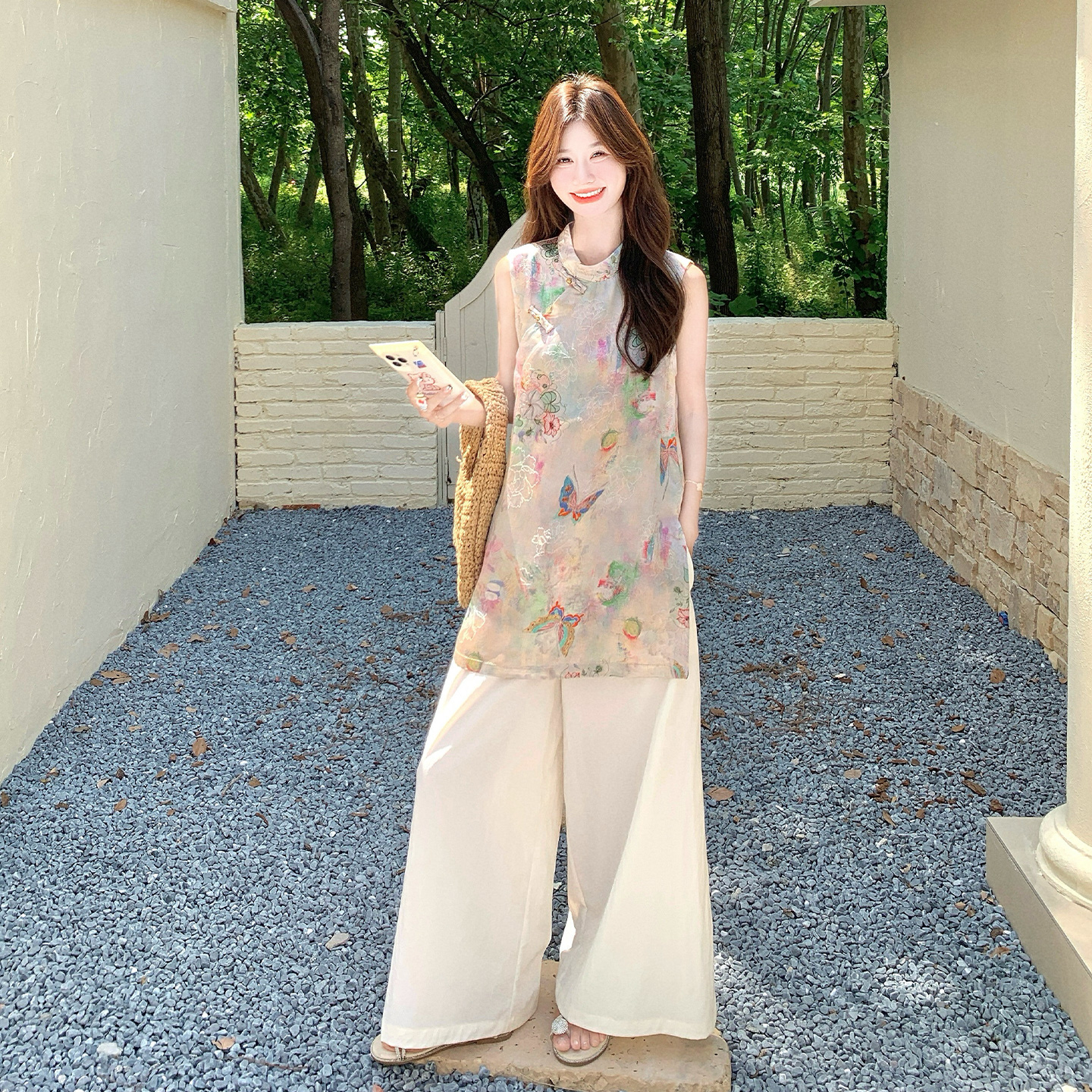 新中式国风复古无袖背心阔腿裤套装女2025夏季新款显瘦上衣两件套，商品下架区商品下架区，浙宝139