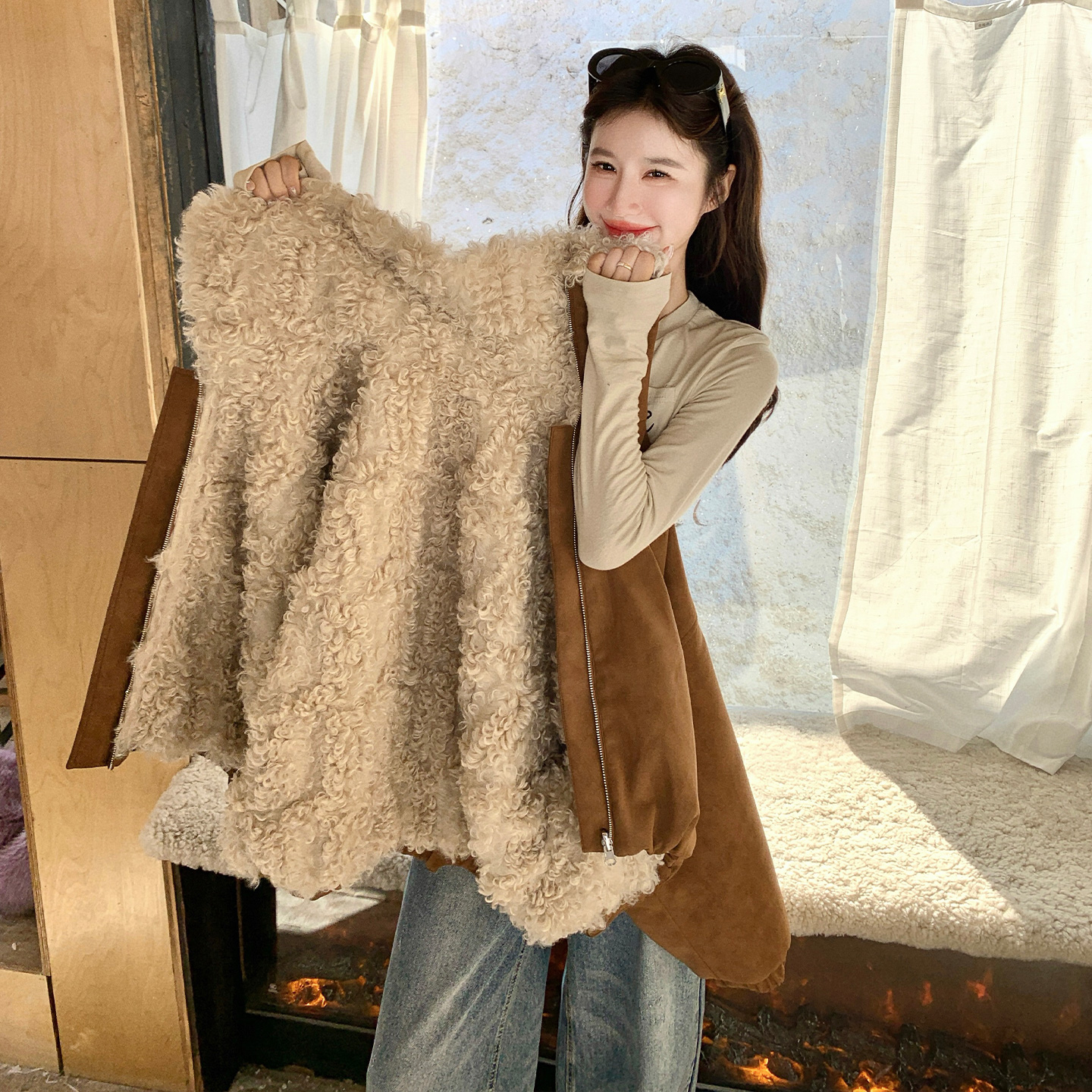 现货！新品大翻领派克服可两面穿139-25170-P215控328，女装派克服，浙宝139