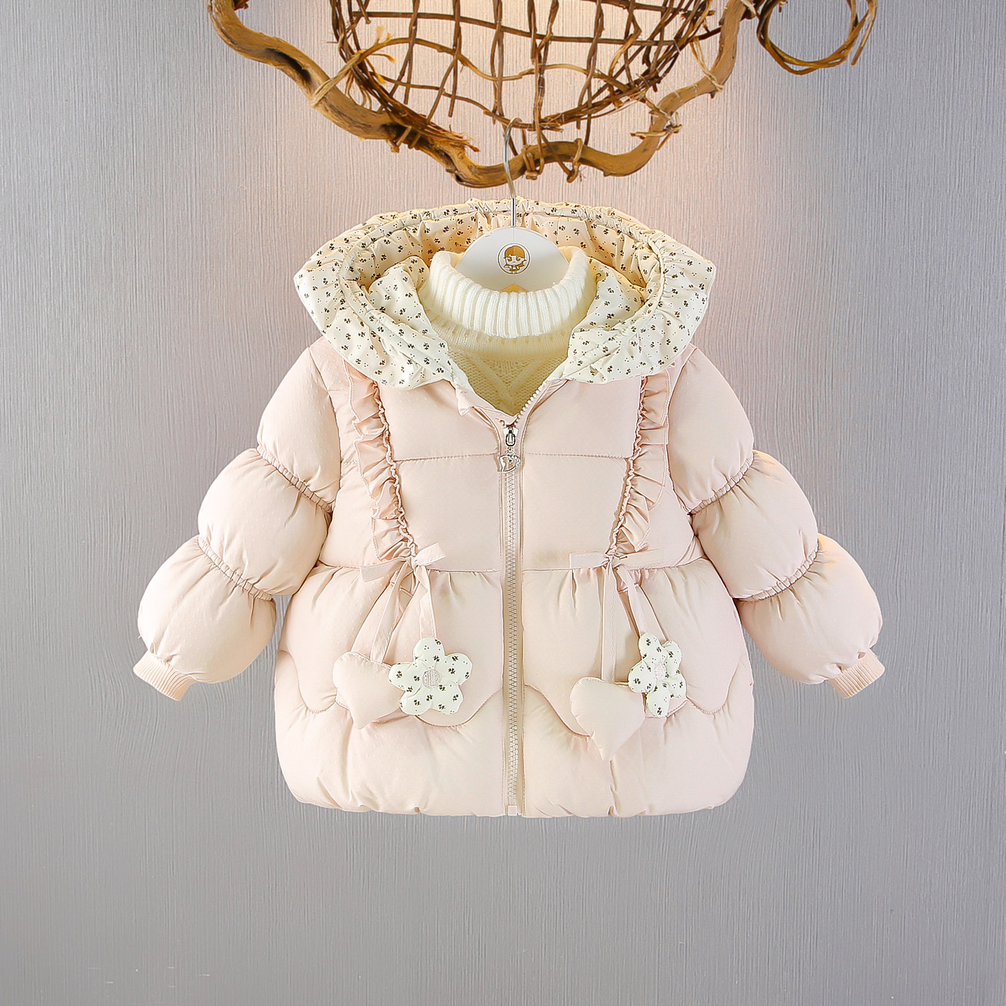 女童加绒加厚冬装棉衣保暖小棉袄