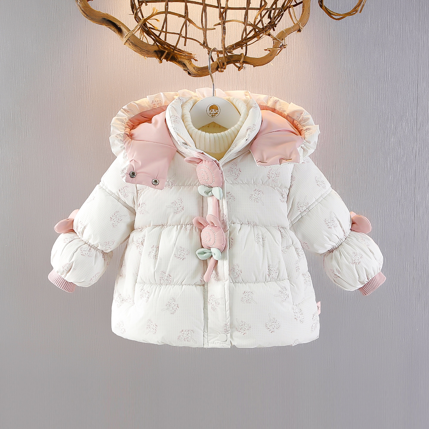 女童加绒冬装加厚保暖棉衣