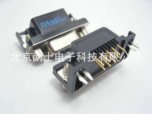 精工南士 镀金DR9母头 DR9孔 DB9串口接头 90度弯脚 插板式焊板式