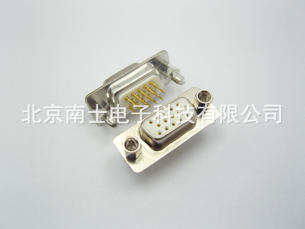台湾车针铆鱼叉HDP15母头/孔DB15镀金VGA接头直脚直针插板焊板式