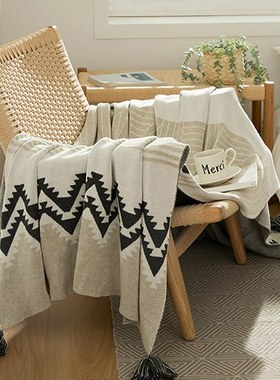 北欧全棉盖毯 流苏针织毛线毯休闲毯 家居软装沙发盖毯床尾搭巾毯