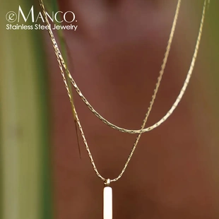eManco方片简约男士项链欧美嘻哈小众设计感锁骨链轻奢毛衣链配饰
