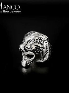 eManco欧美个性设计感老虎戒指