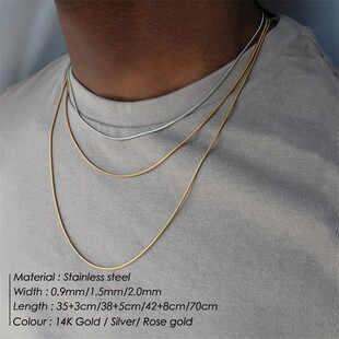 钛钢项链圆蛇链长款 不锈钢ins女士简约情侣锁骨链欧美跨境蛇骨链