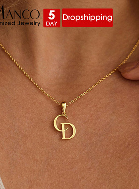 eManco26英文字母项链不锈钢吊坠