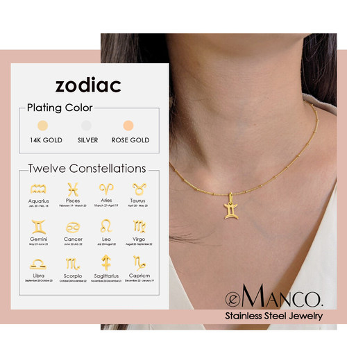 eManco项链韩版ins简约时尚锁骨链12星座吊坠百搭不锈钢蛇骨链女