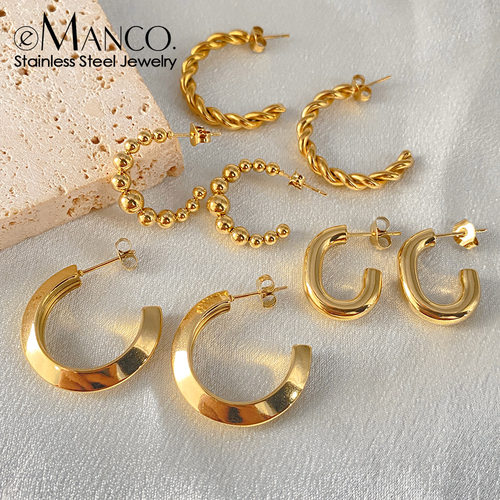 eManco欧美不锈钢耳环潮流多股