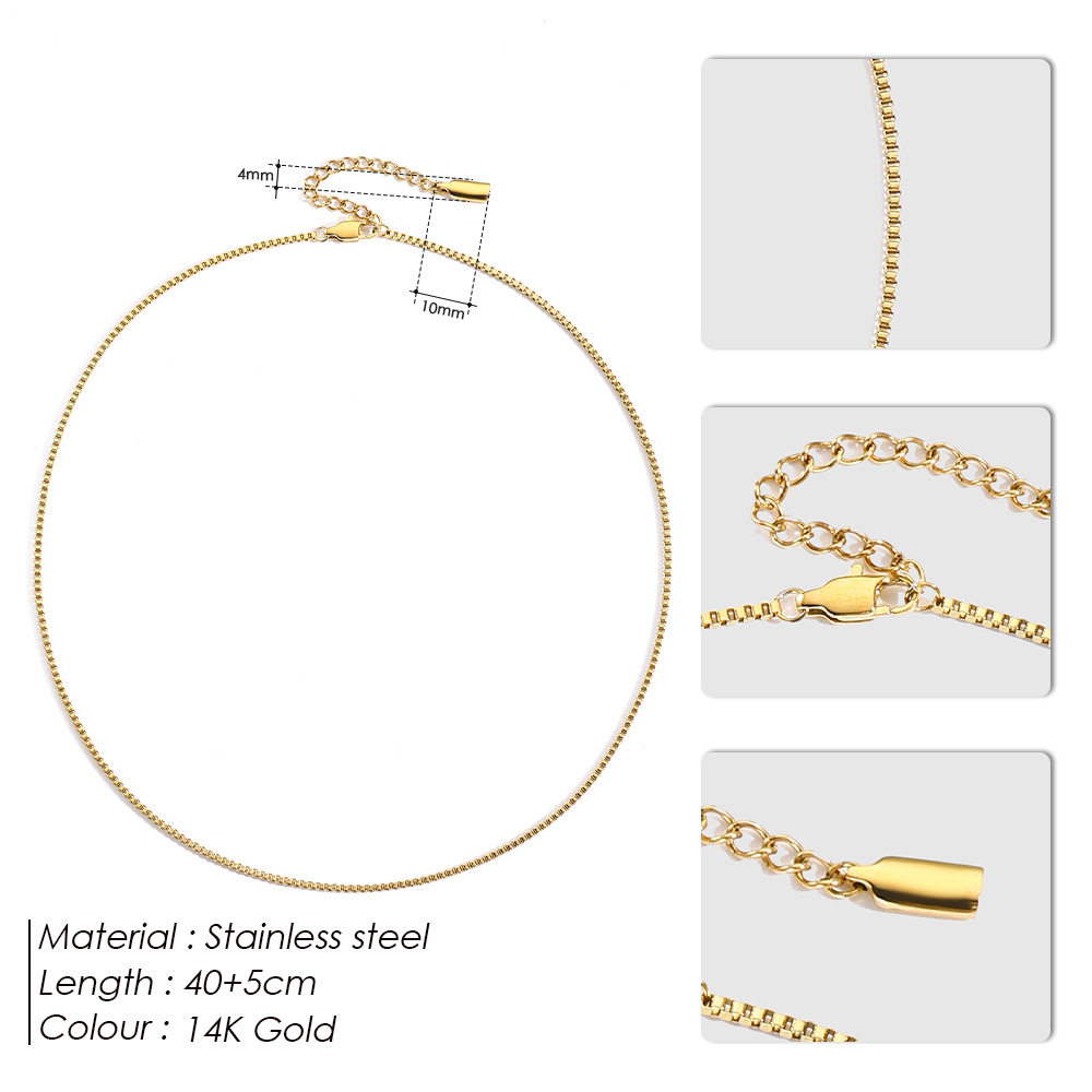 thumbnail for Emanco Versatile Plain Chain Box Chain Simple Versatile Necklace Clavicle Chain New Instagram Style Trend Hanging Pendant