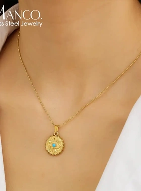 eManco欧美新款圆牌恶魔之眼吊坠