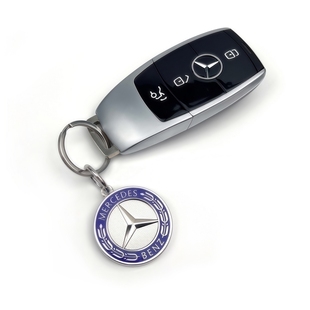 适用奔驰钥匙扣4S店礼品车标电镀benz双面珐琅挂件简约汽车挂饰