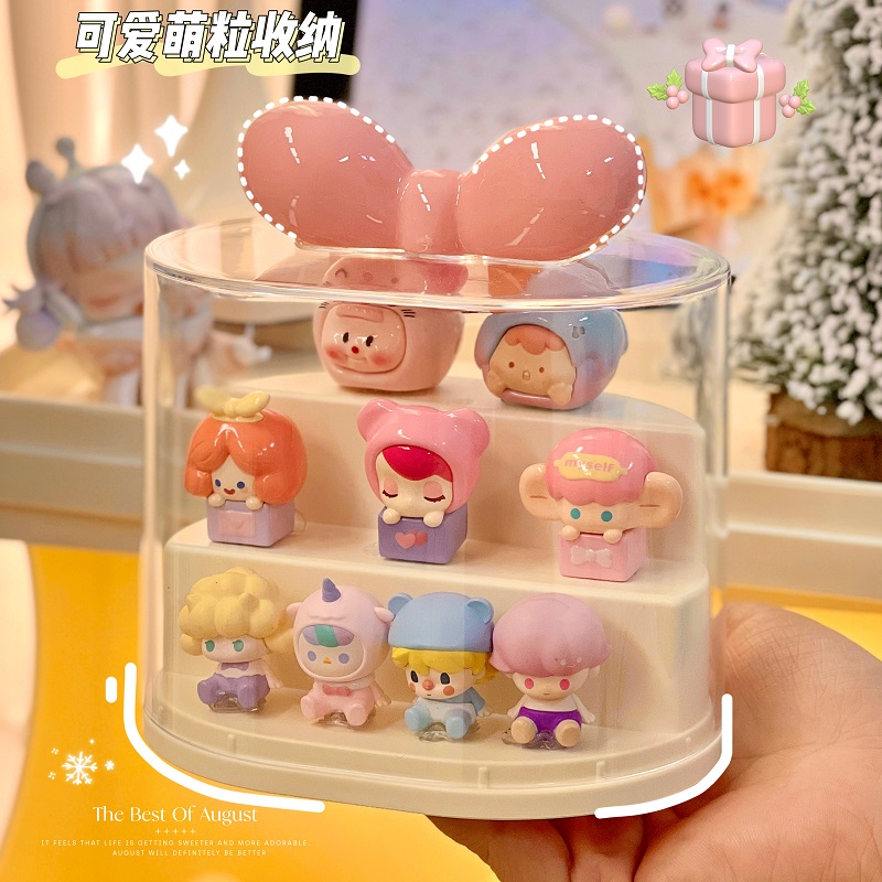 手办萌粒收纳盒透明展示架可叠加展示盒谷子摆件周边防尘小盒子女