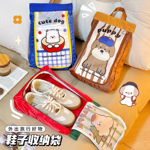便携旅行鞋袋鞋子收纳包防水旅游手提包学生行李分装袋可爱卡通女