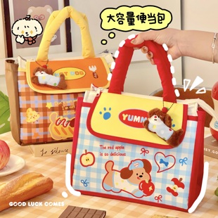可爱小狗便当包学生饭盒餐盒手提收纳包学生上班族保温铝箔午餐包