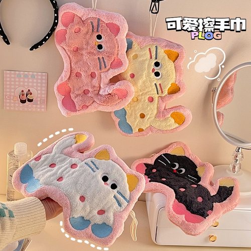 可爱猫咪擦手巾儿童家用厨房卫生间卡通擦手擦脚速干吸水毛巾女生